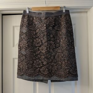 LOFT knit pencil skirt with lace overlay